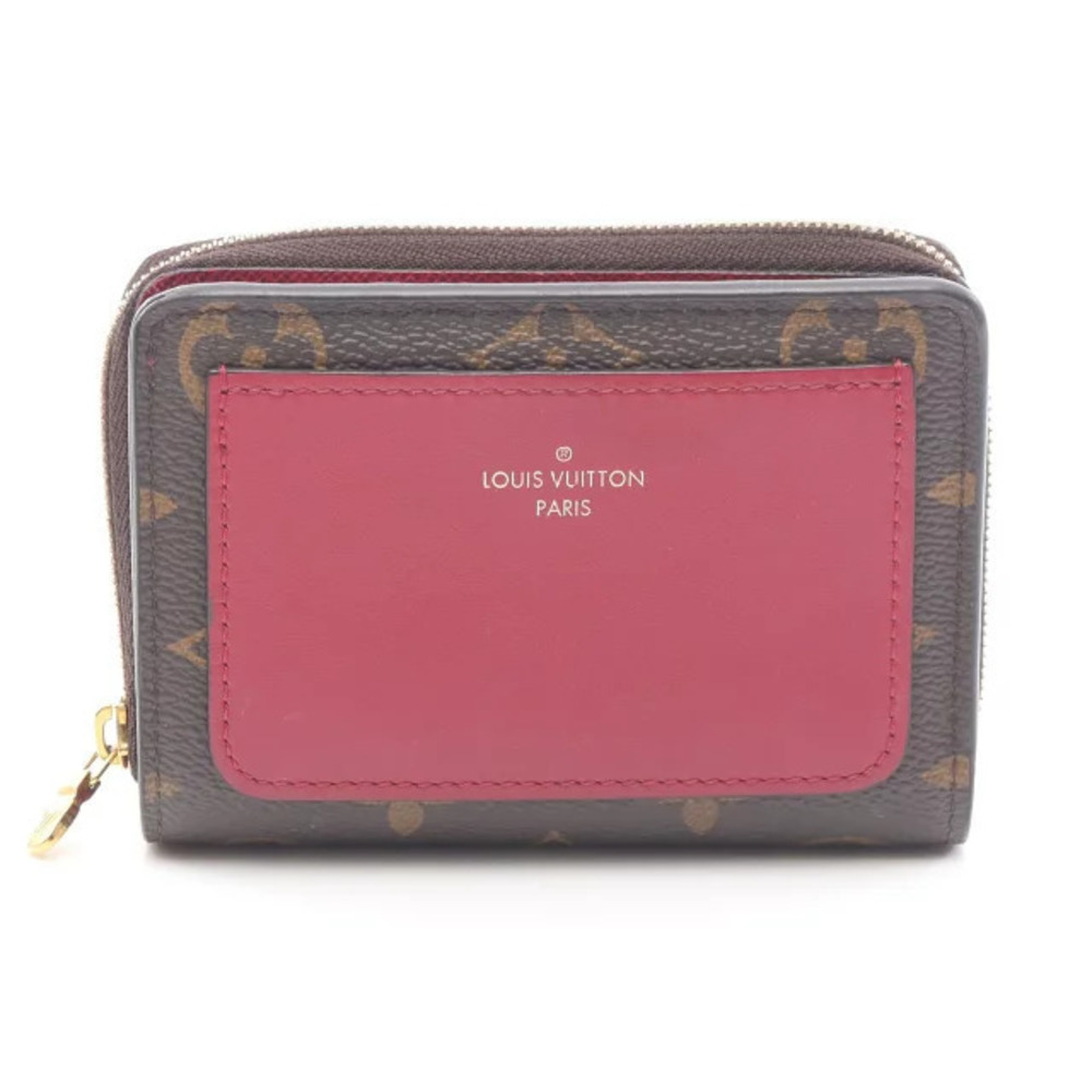 Louis Vuitton Portefeuille Lou Bi fold Wallet Leather Monogram Brown Pink